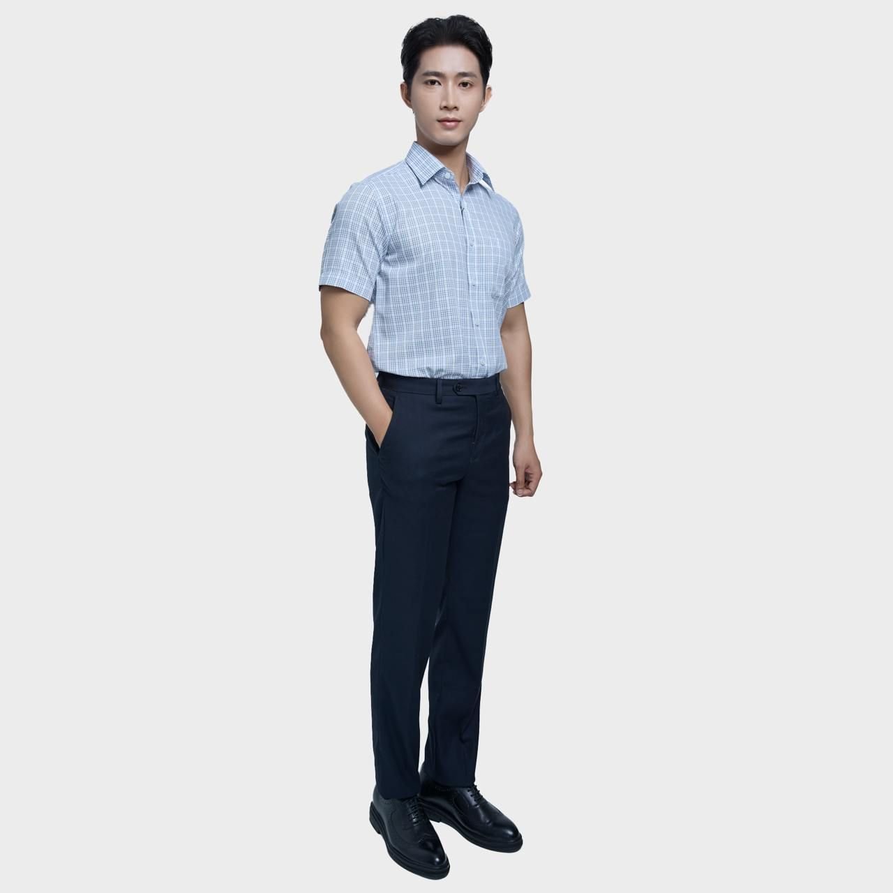 Áo Sơ mi nam ngắn tay cao cấp BELLUNI vải sợi lá - ABN.LP.BE 308 