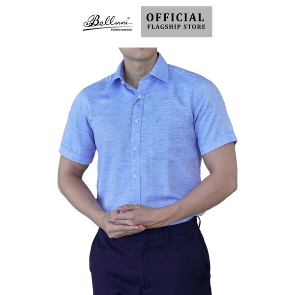  Áo sơ mi nam ngắn tay cao cấp BELLUNI sợi Linen Tencel Melange - ABN.PBLT.BE 254 B5 
