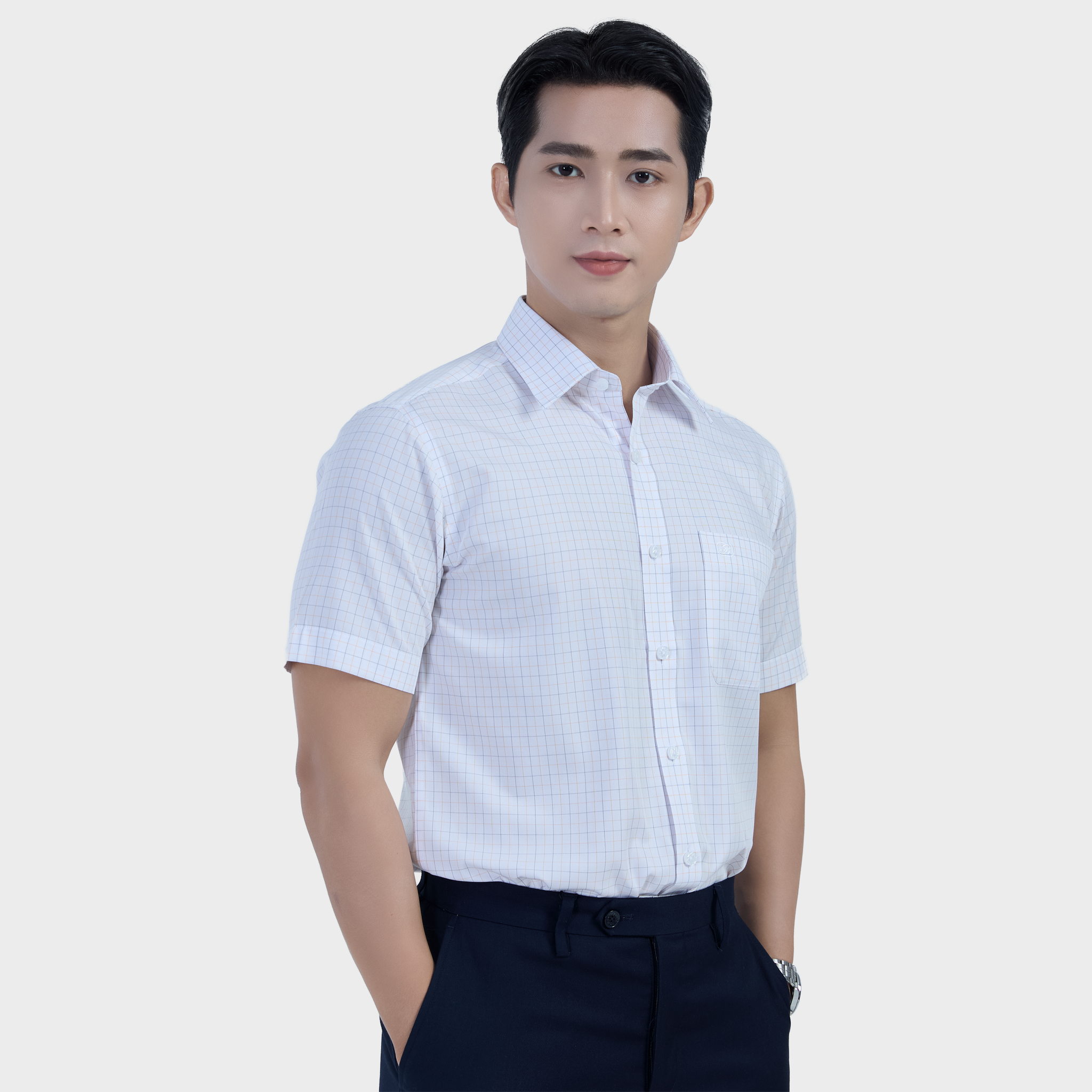  Áo sơ mi nam ngắn tay cao cấp BELLUNI vải sợi tre - ABN.BP.BE 313 