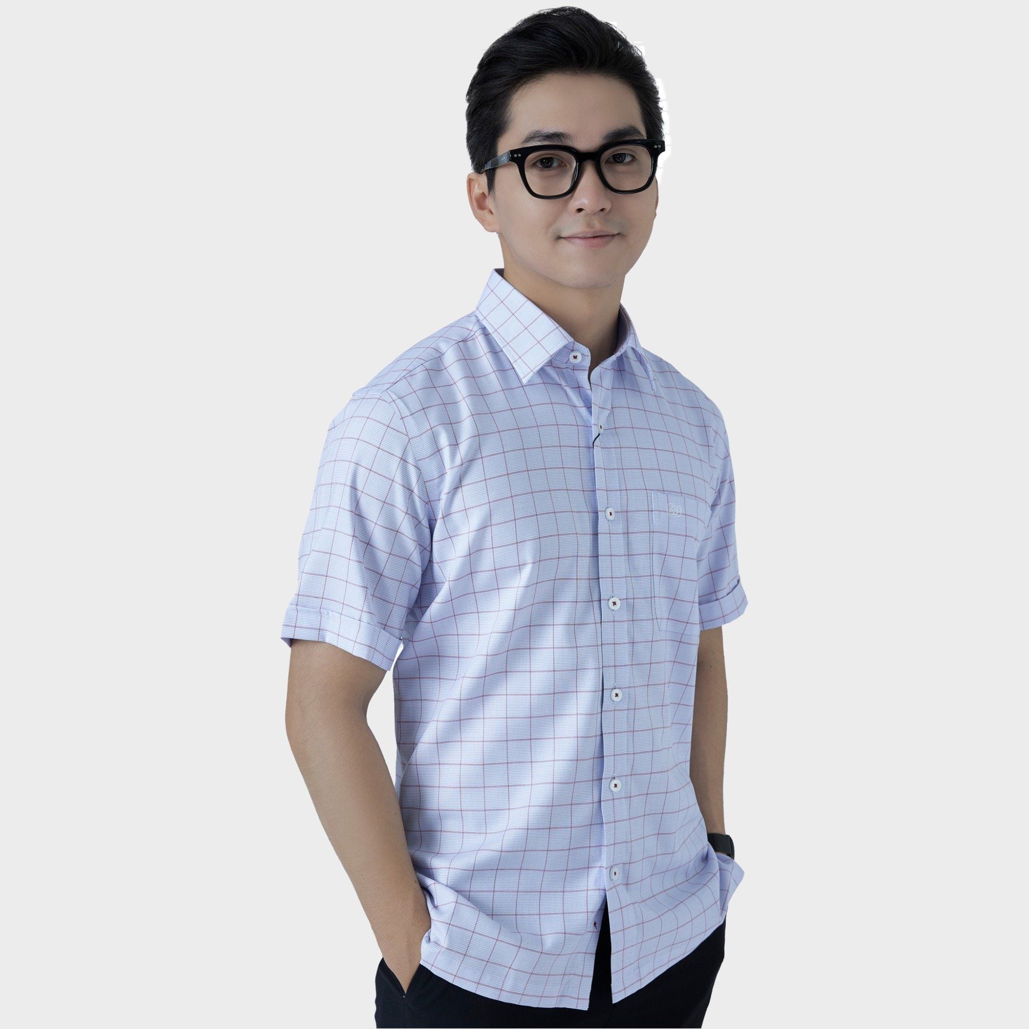  Áo sơ mi nam ngắn tay cao cấp BELLUNI vải sợi tre - ABN.BPS.BE 286 