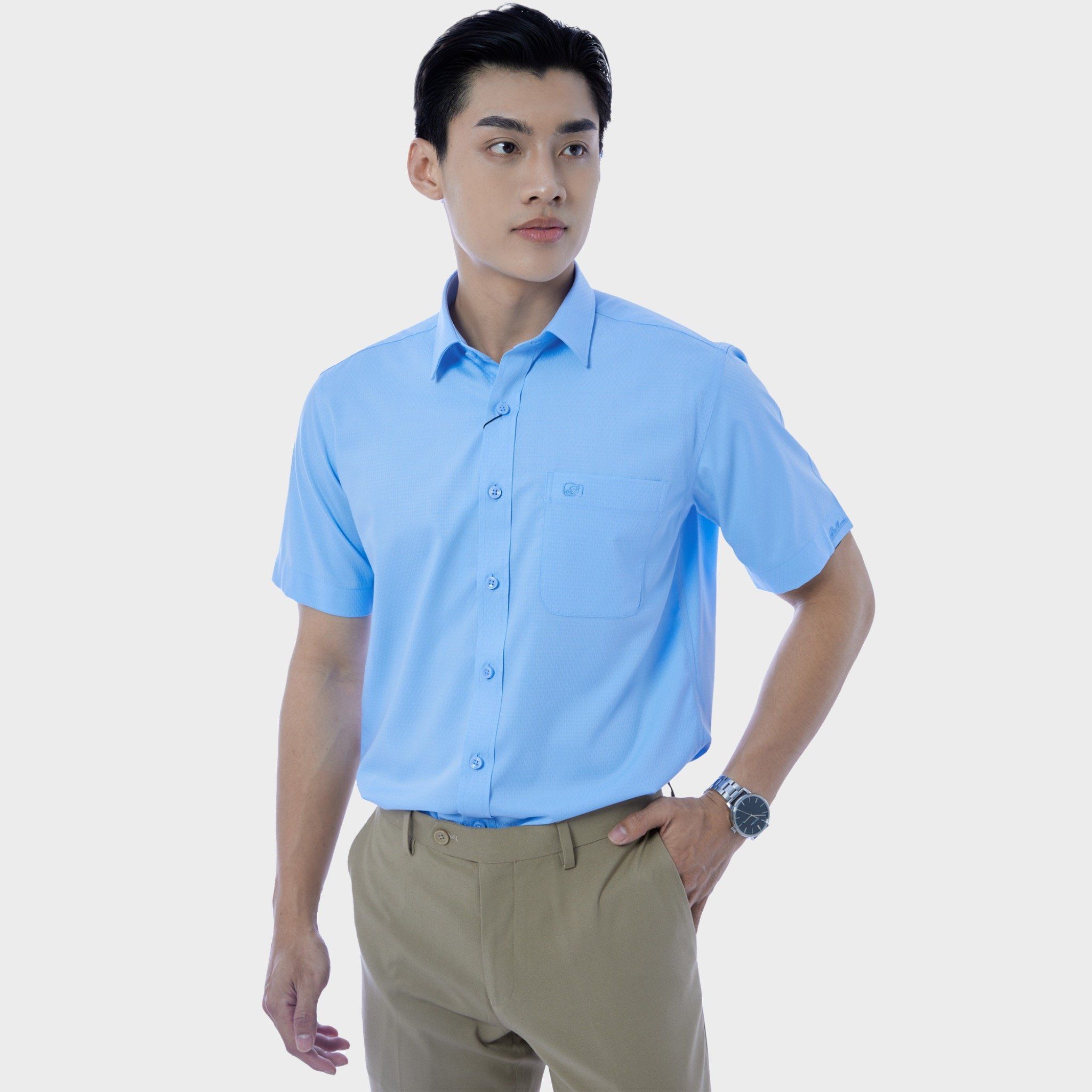  Áo sơ mi nam ngắn tay cao cấp BELLUNI vải sợi tre - ABN.BPS.BE 285 