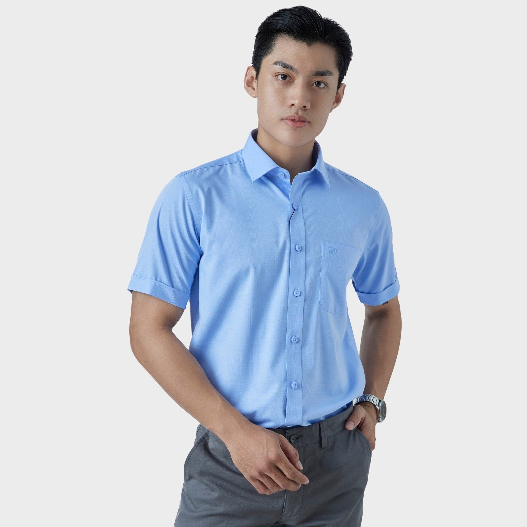  Áo sơ mi nam ngắn tay cao cấp BELLUNI vải sợi tre - ABN.BPS.BE 275 