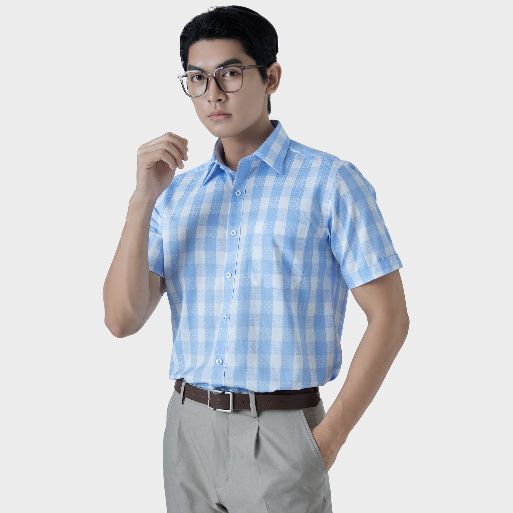  Áo sơ mi nam ngắn tay cao cấp BELLUNI vải sợi tre - ABN.BPS.BE 286 