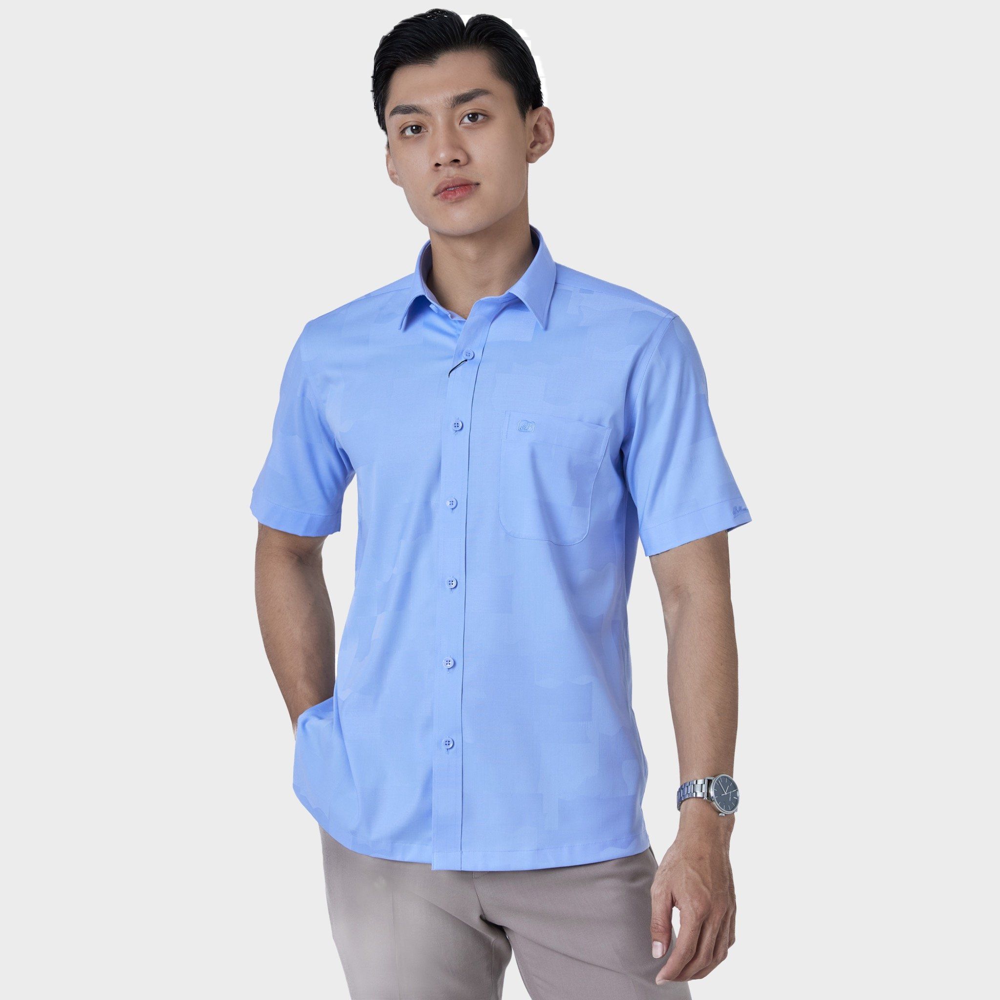  Áo sơ mi nam ngắn tay BELLUNI vải sợi sồi cao cấp - ABN.PMS.BE 290 
