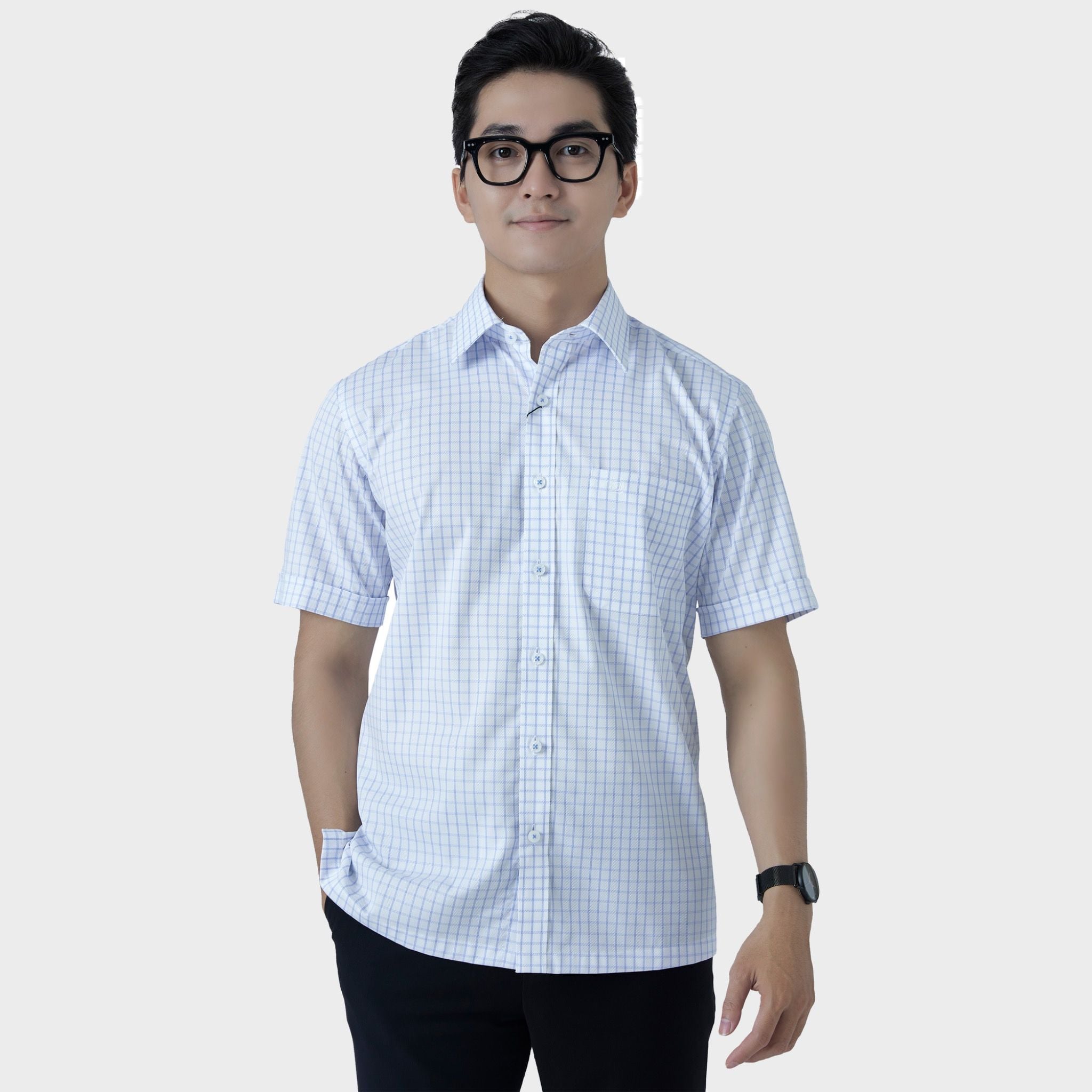  Áo sơ mi nam ngắn tay cao cấp BELLUNI vải sợi tre - ABN.BPS.BE 286 