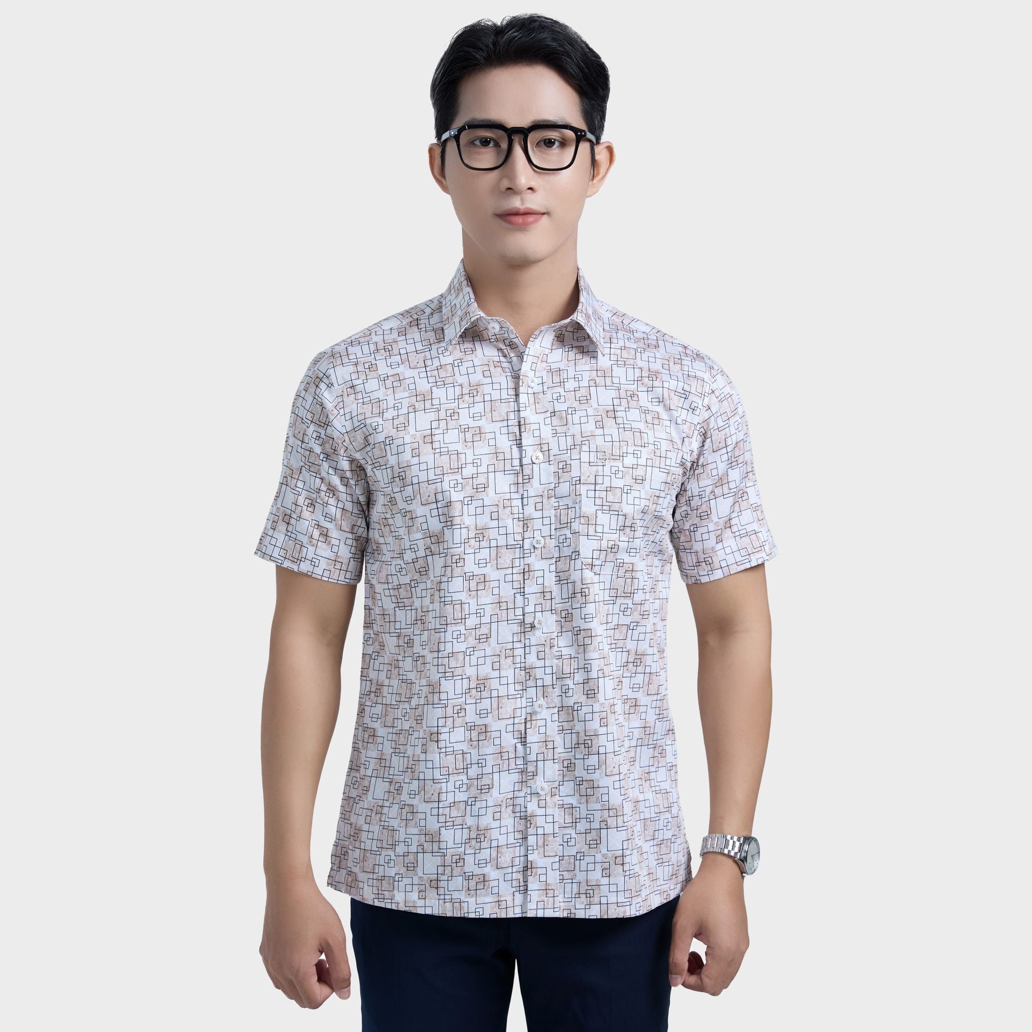  Áo sơ mi nam ngắn tay cotton cao cấp BELLUNI - ANL.CM.BE 8 