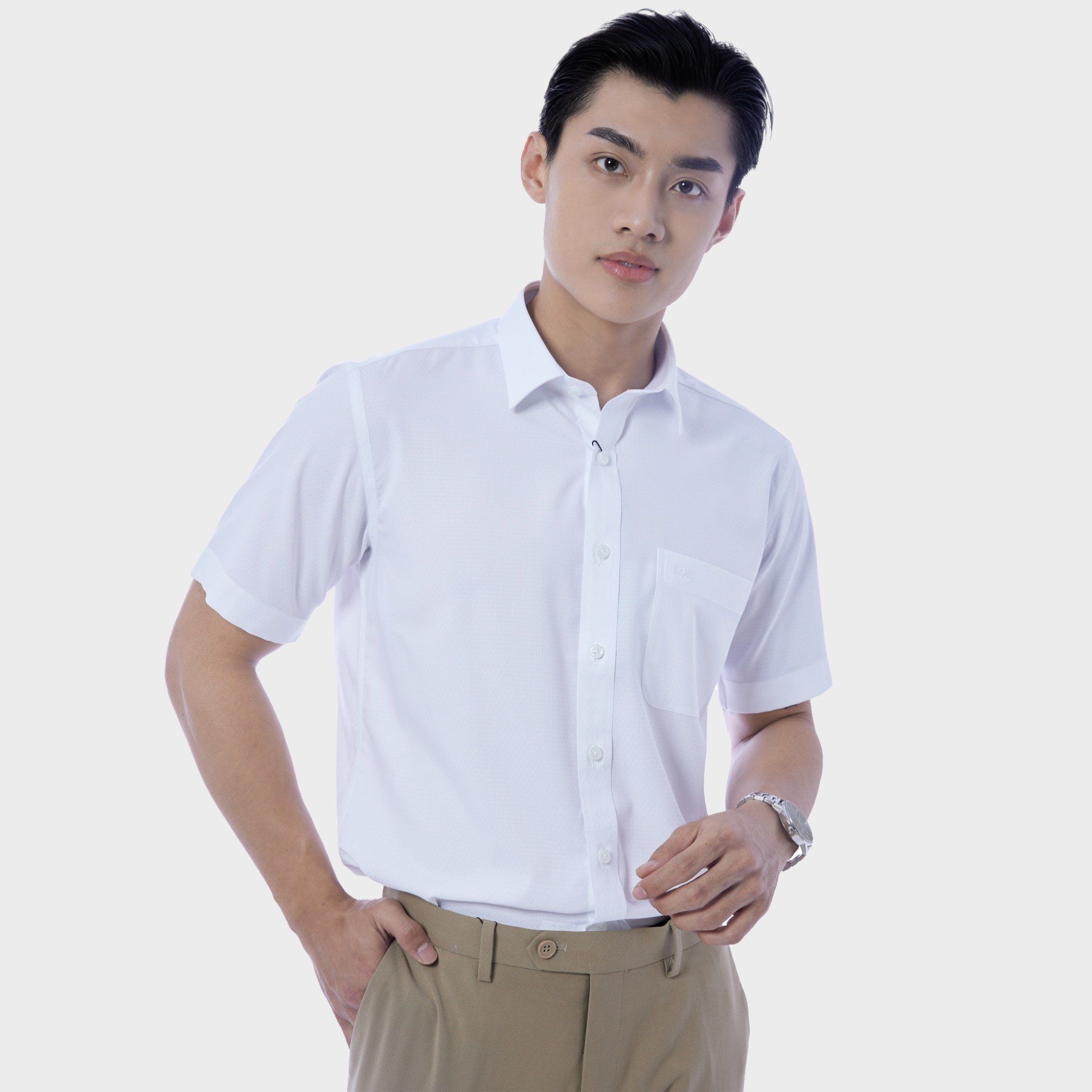  Áo sơ mi nam ngắn tay cao cấp BELLUNI vải sợi tre - ABN.BPS.BE 285 
