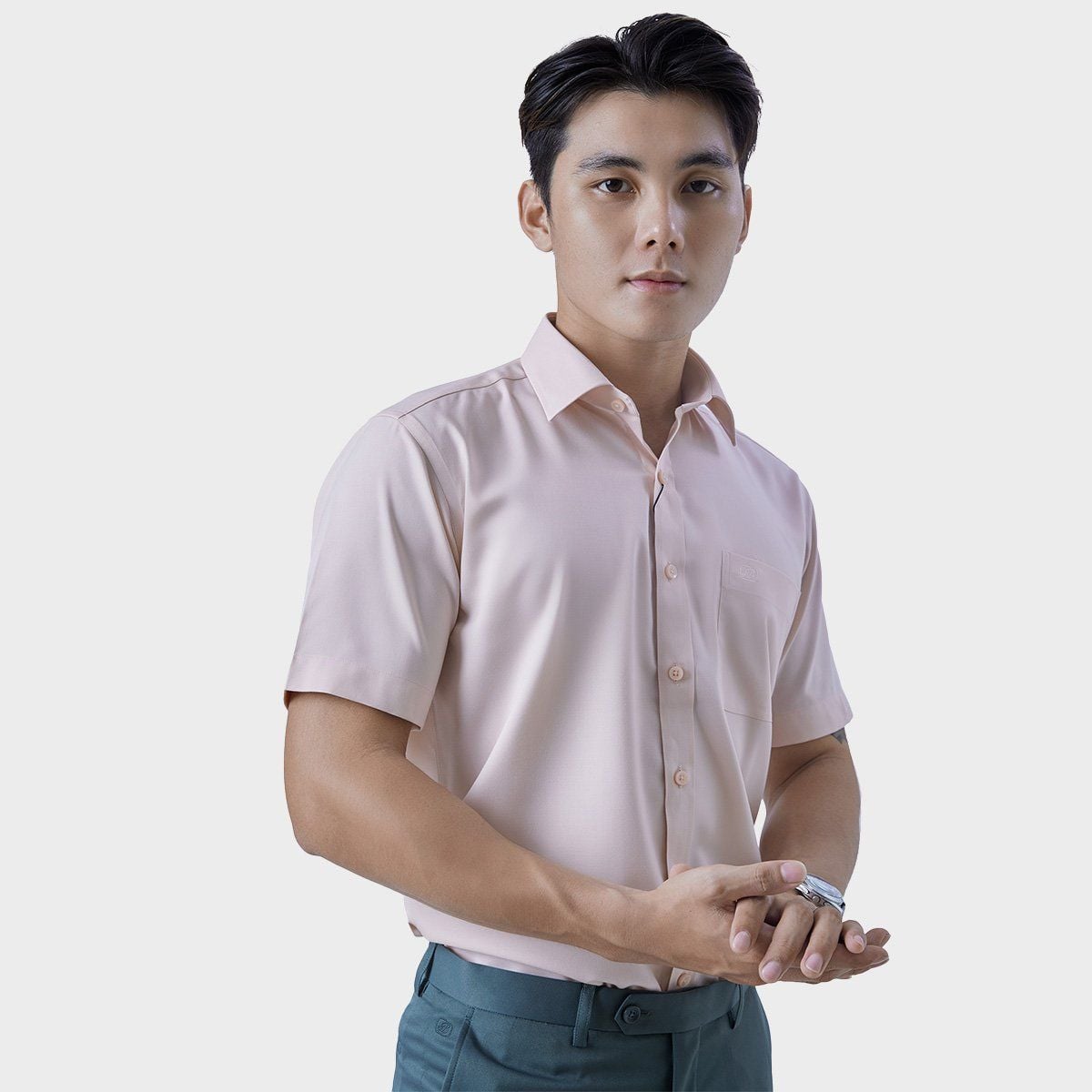  Áo sơ mi nam ngắn tay BELLUNI vải sợi sồi thoải mái thanh lịch - ABN.PML.BE 294 