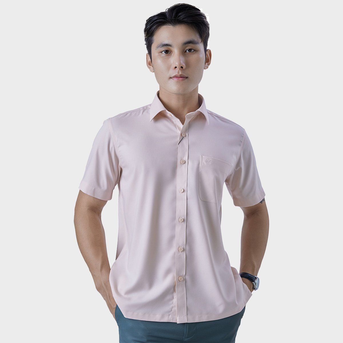  Áo sơ mi nam ngắn tay BELLUNI vải sợi sồi thoải mái thanh lịch - ABN.PML.BE 294 