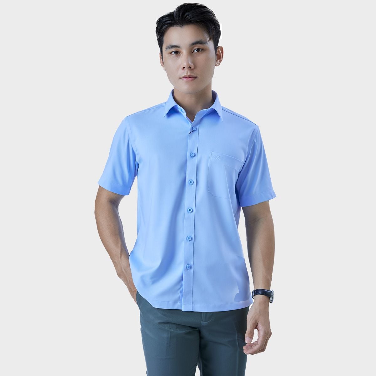  Áo sơ mi nam ngắn tay BELLUNI vải sợi sồi thoải mái thanh lịch - ABN.PML.BE 294 