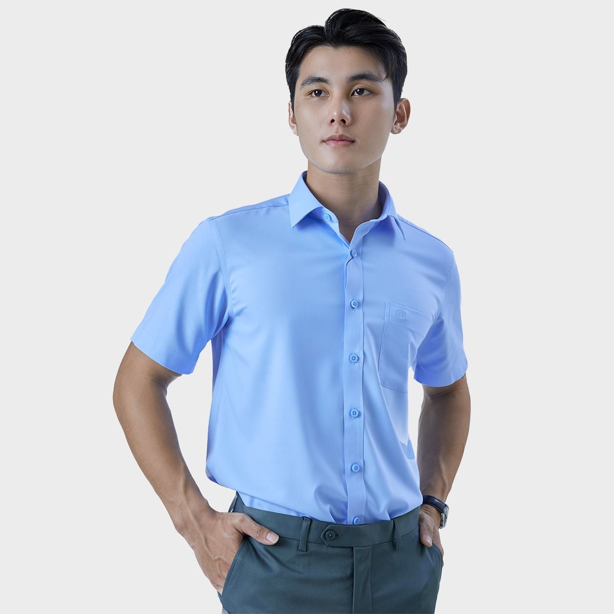  Áo sơ mi nam ngắn tay BELLUNI vải sợi sồi thoải mái thanh lịch - ABN.PML.BE 294 