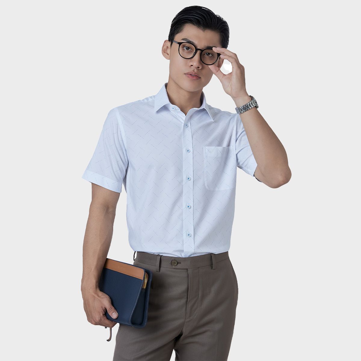  Áo sơ mi nam ngắn tay cao cấp BELLUNI vải sợi tre - ABN.BPS.BE 292 