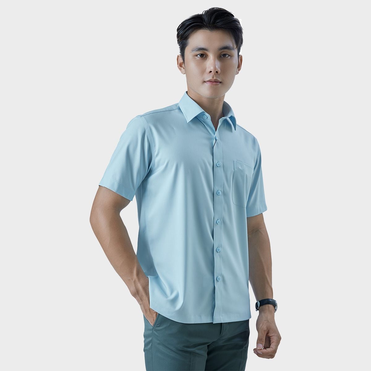  Áo sơ mi nam ngắn tay BELLUNI vải sợi sồi thoải mái thanh lịch - ABN.PML.BE 294 