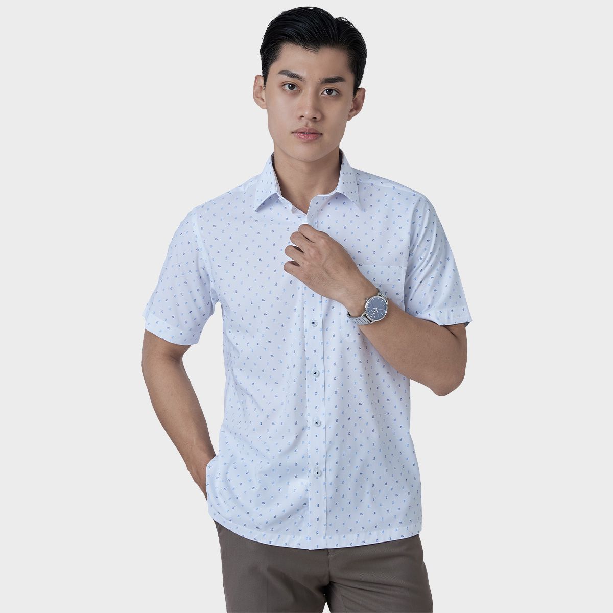  Áo sơ mi nam ngắn tay cao cấp BELLUNI vải sợi tre - ABN.BPS.BE 292 