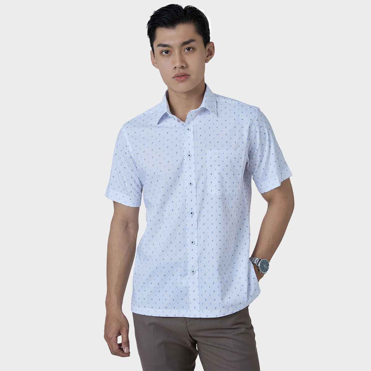  Áo sơ mi nam ngắn tay cao cấp BELLUNI vải sợi tre - ABN.BPS.BE 292 