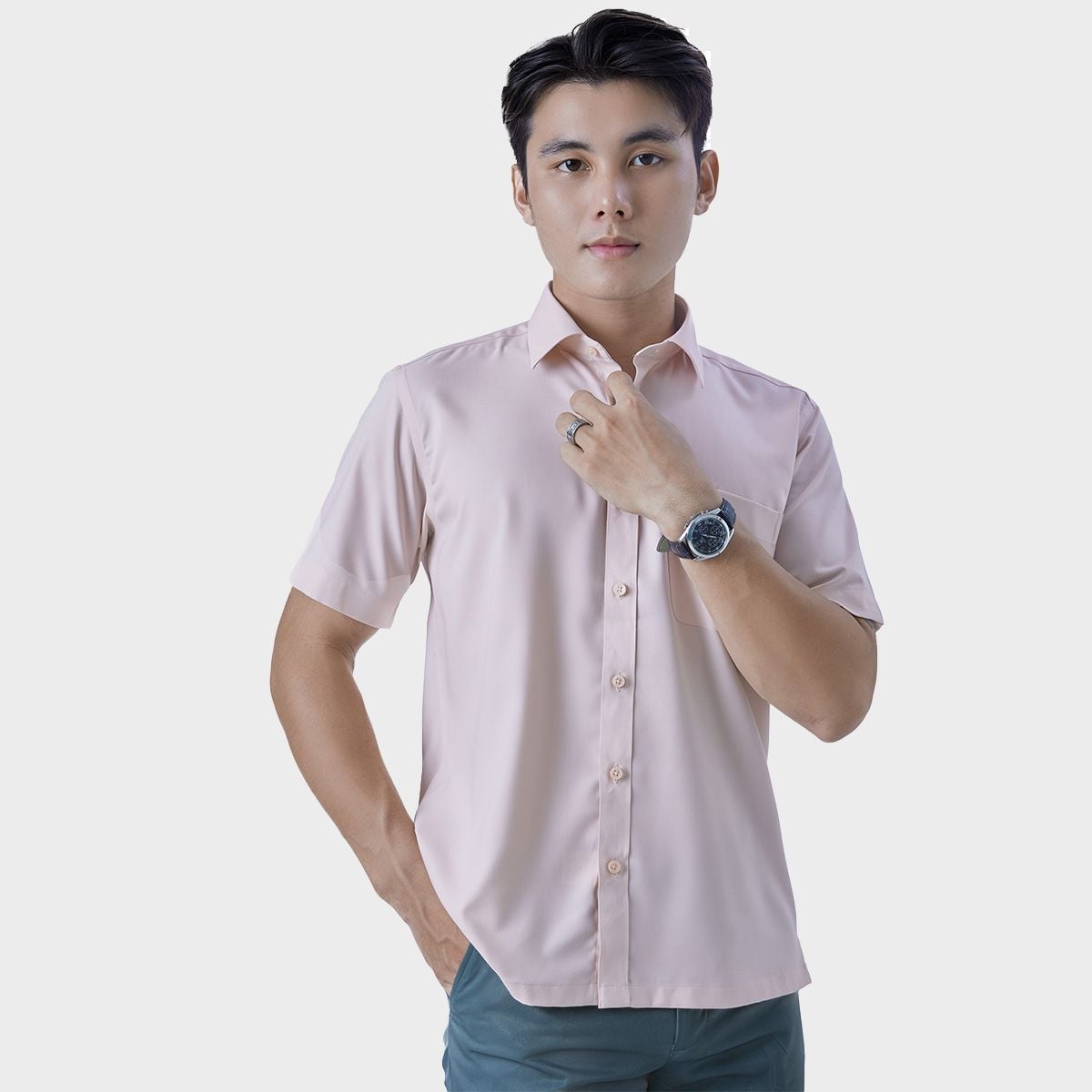  Áo sơ mi nam ngắn tay BELLUNI vải sợi sồi thoải mái thanh lịch - ABN.PML.BE 294 