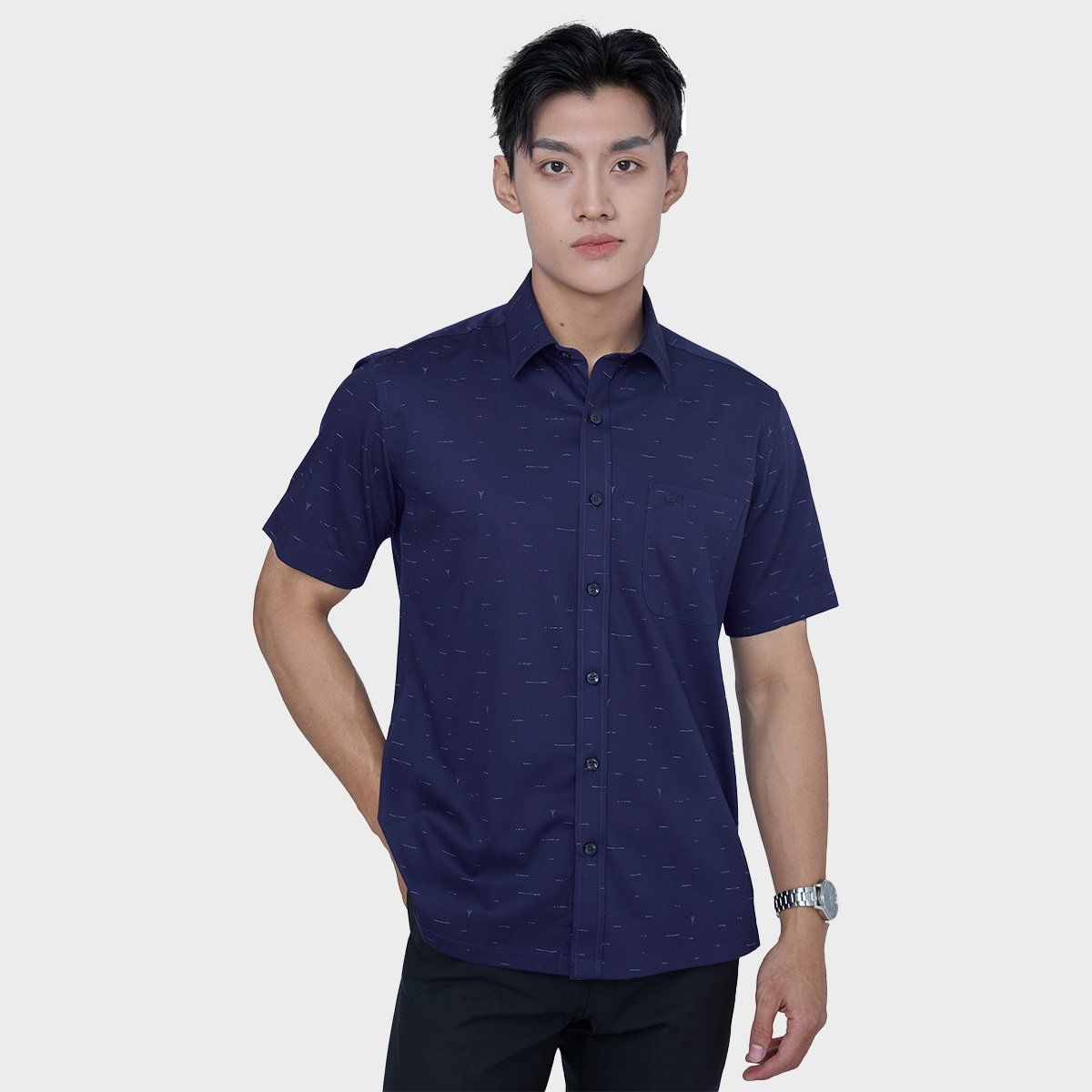  Áo sơ mi nam ngắn tay cao cấp BELLUNI vải sợi tre - ABN.BPS.BE 296 