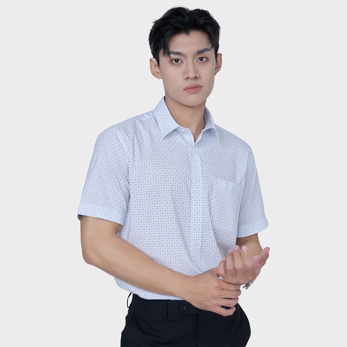 Áo sơ mi nam ngắn tay cao cấp BELLUNI vải sợi tre - ABN.BPS.BE 296 