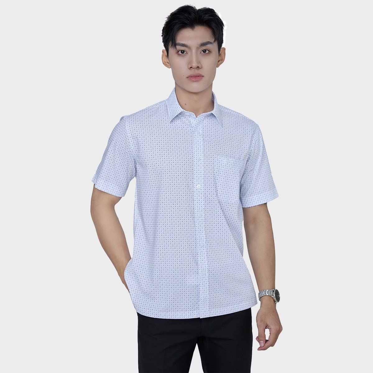  Áo sơ mi nam ngắn tay cao cấp BELLUNI vải sợi tre - ABN.BPS.BE 296 