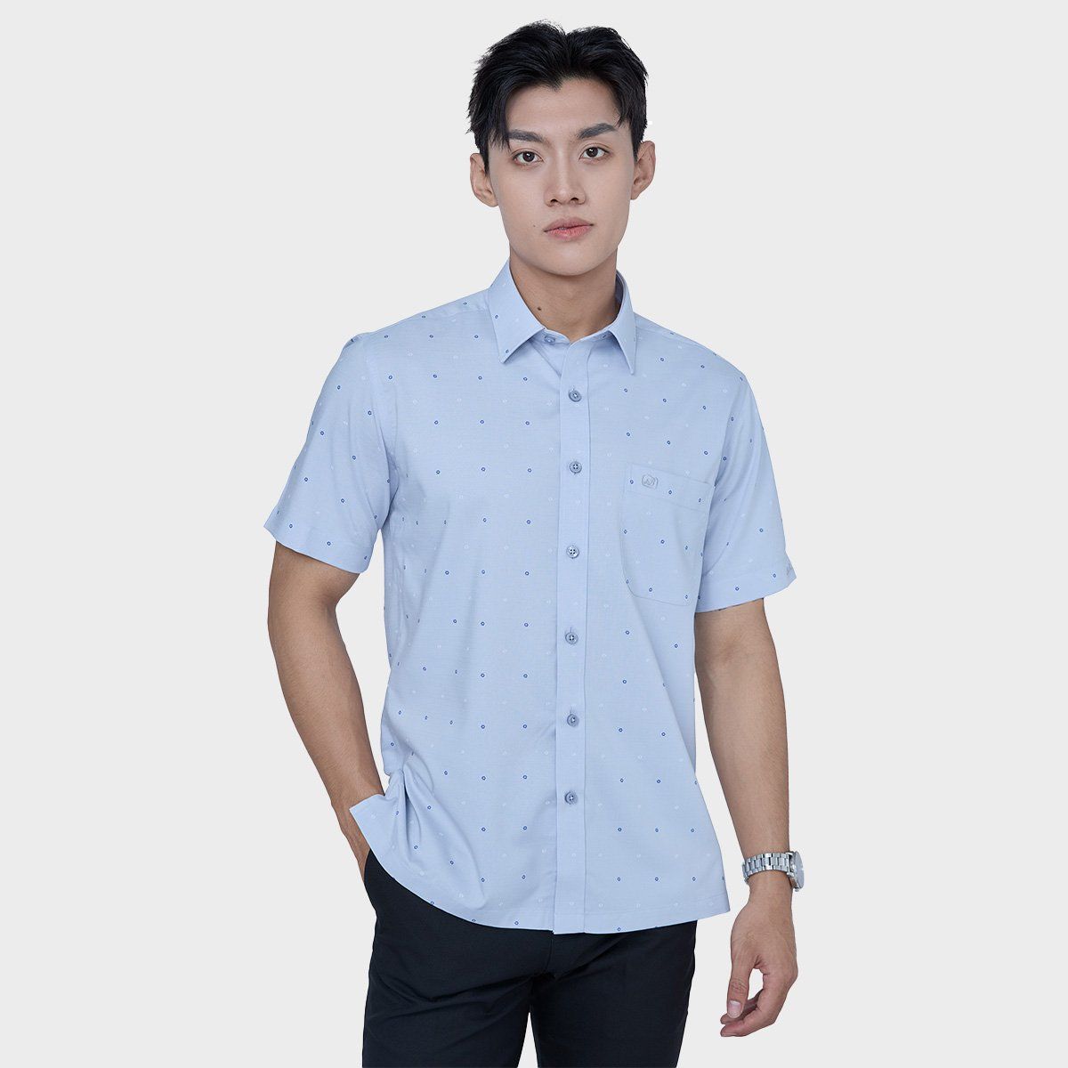  Áo sơ mi nam ngắn tay cao cấp BELLUNI vải sợi tre - ABN.BPS.BE 296 