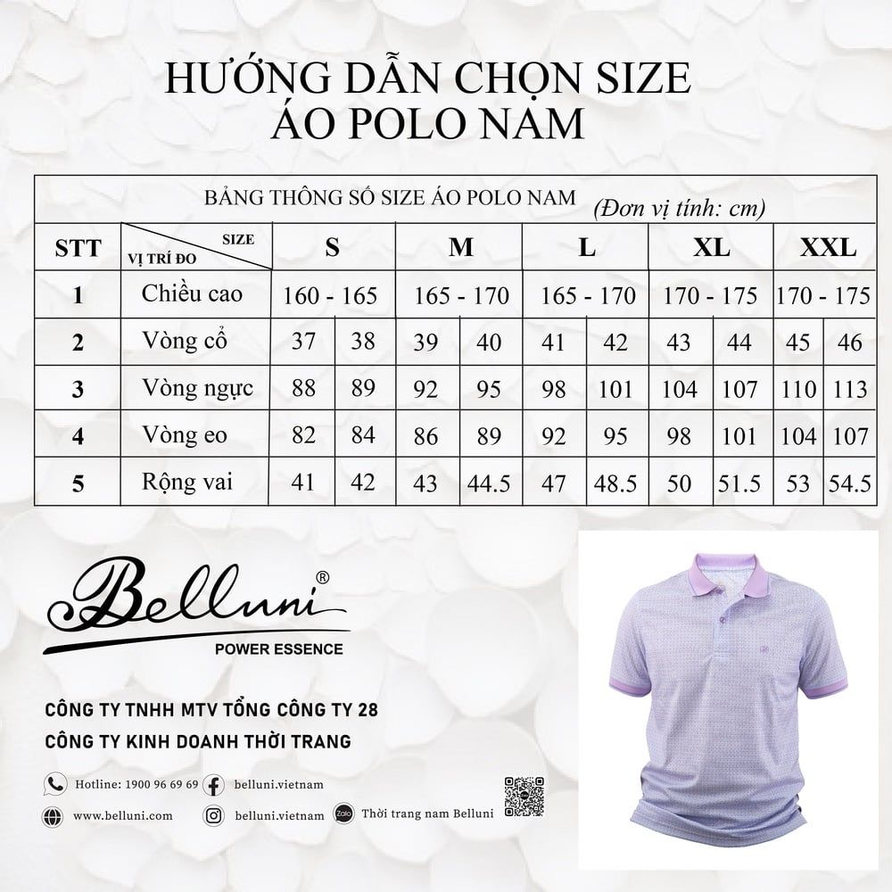  Áo thun nam Polo BELLUNI cao cấp - AT.CMS.BE 75 W 