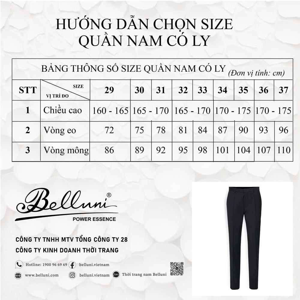  Quần tây nam công sở cao cấp BELLUNI  - QT1.P.BE 82 BL2 