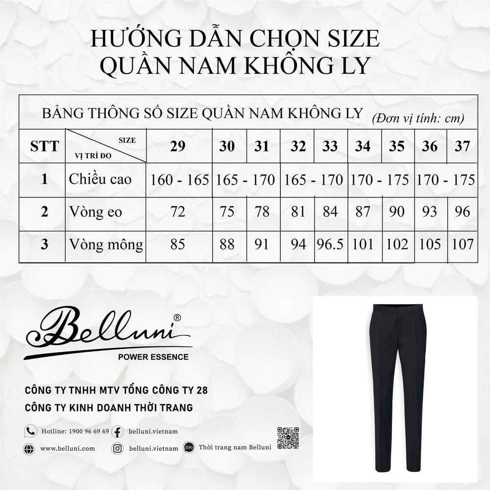 Quần tây nam công sở cao cấp BELLUNI  - QT0.PVS.BE 84 BL 