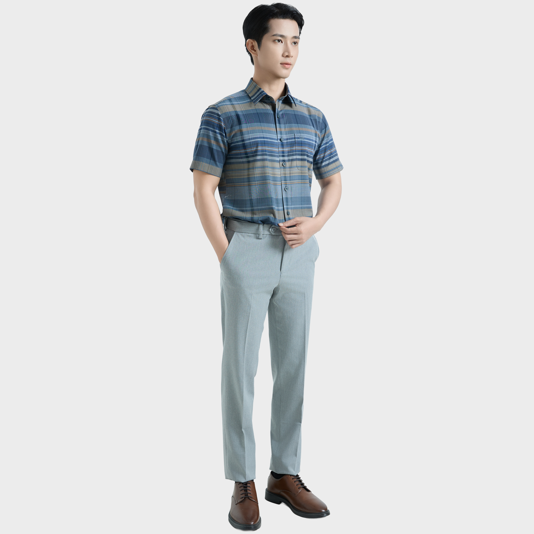  Áo sơ mi nam ngắn tay cao cấp BELLUNI vải sợi tre - ABN.BPS.BE 319 