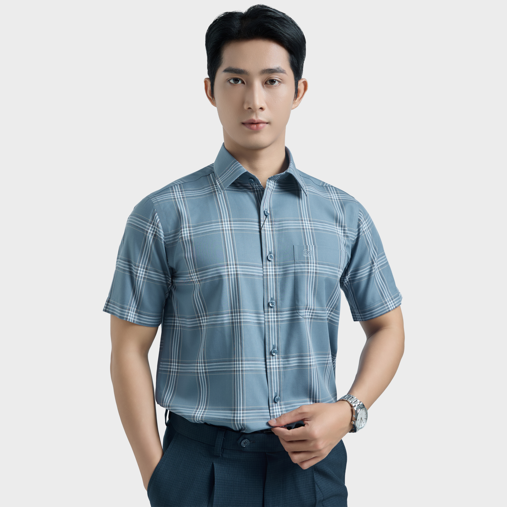  Áo sơ mi nam ngắn tay cao cấp BELLUNI - ABN.BP.BE 318 
