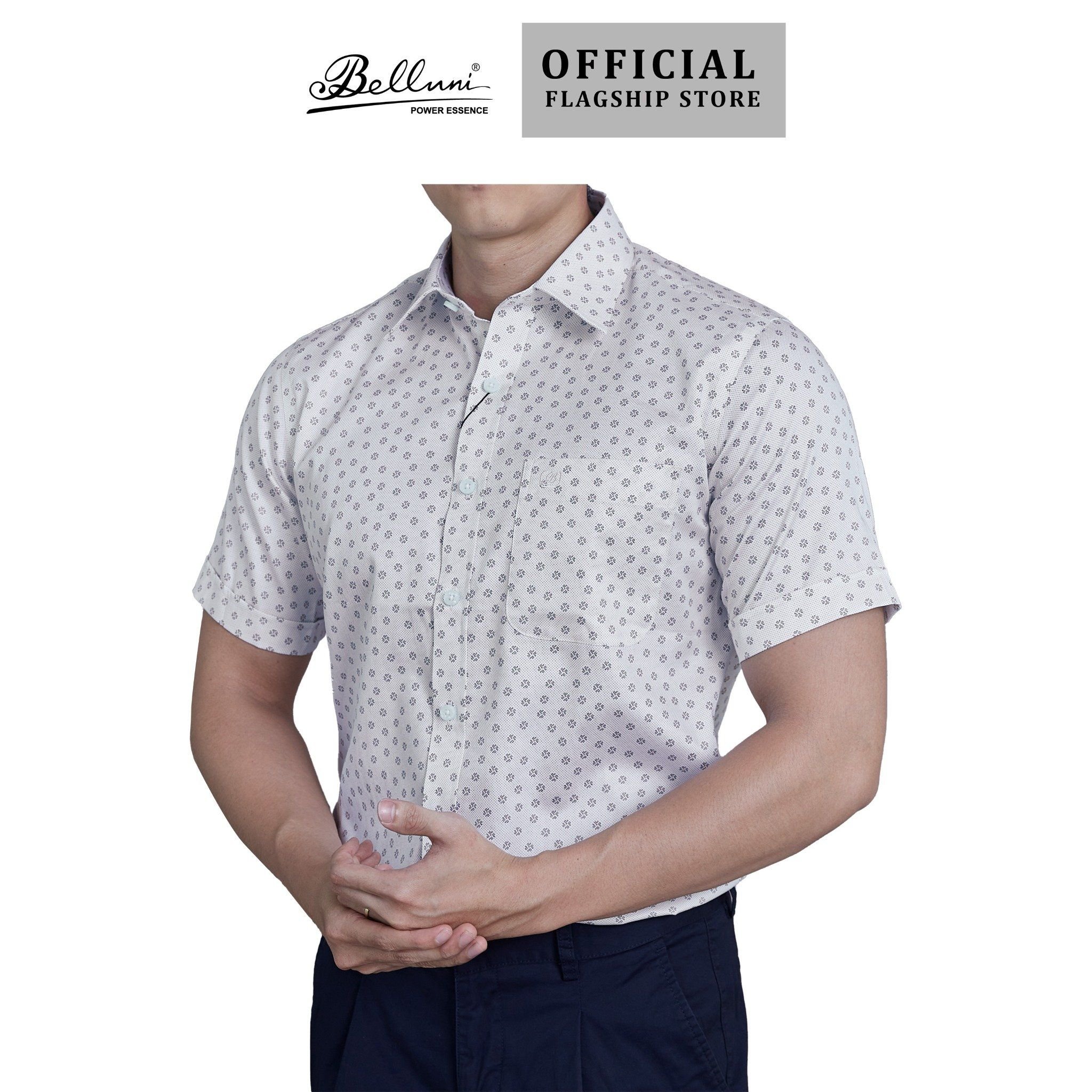  Áo sơ mi nam ngắn tay cotton cao cấp BELLUNI - ANL.CM.BE 2 BL6 