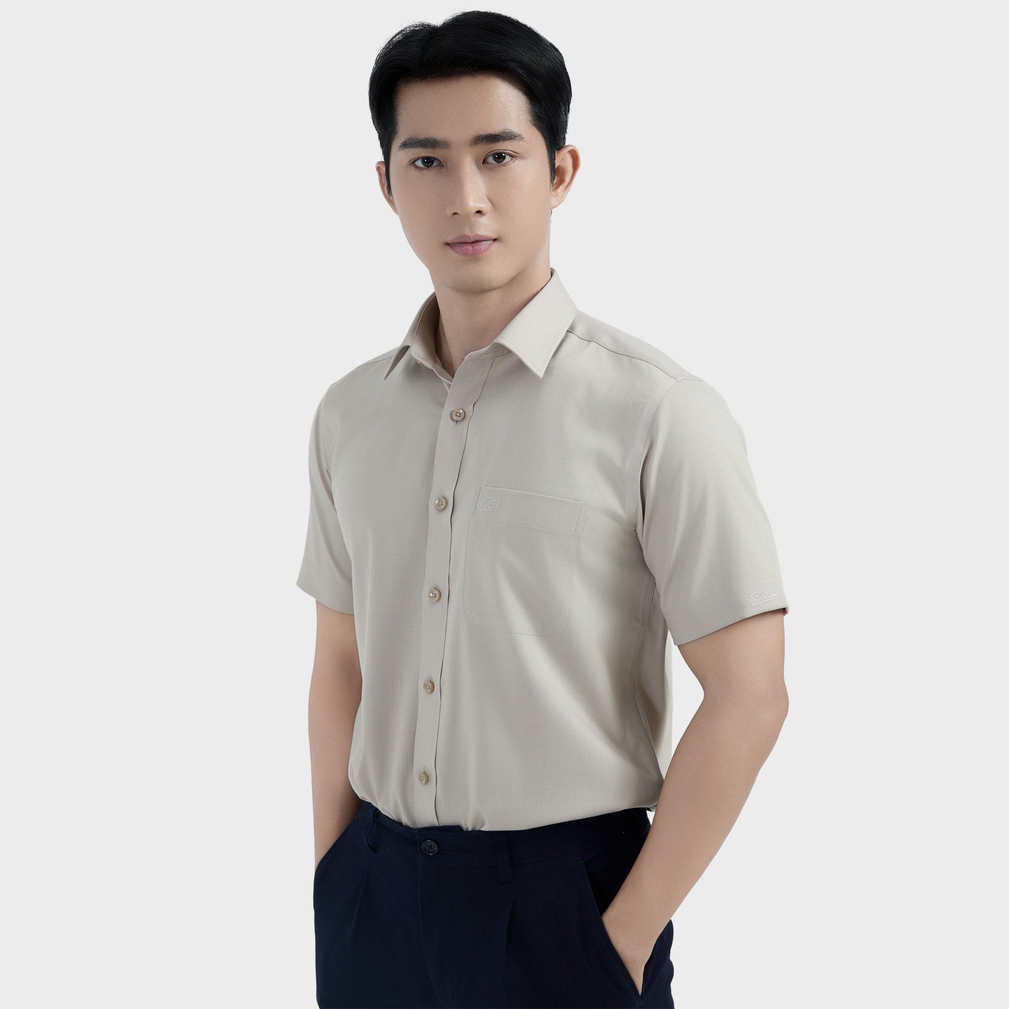  Áo sơ mi nam ngắn tay cao cấp BELLUNI vải sợi tre - ABN.BPS.BE 317 