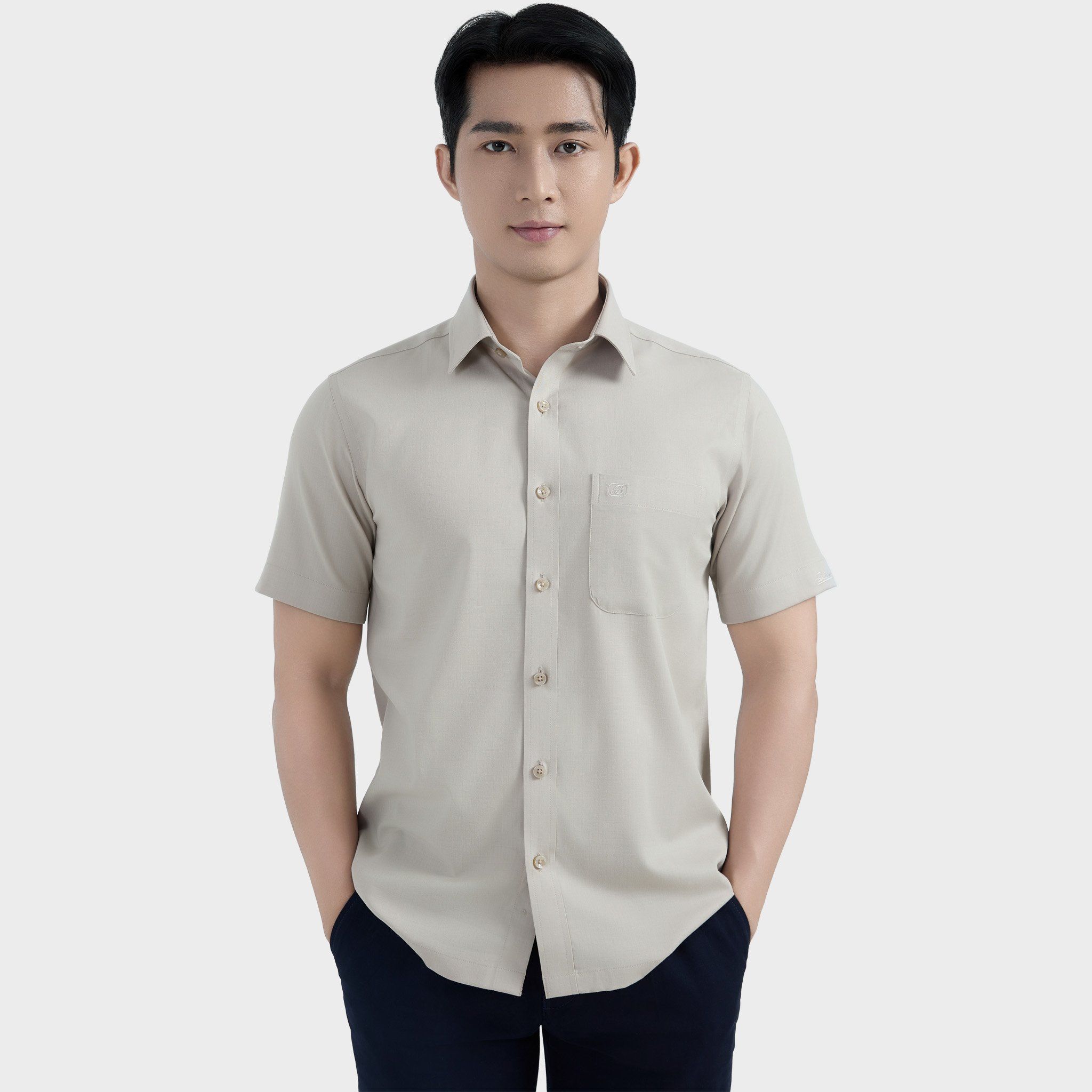  Áo sơ mi nam ngắn tay cao cấp BELLUNI vải sợi tre - ABN.BPS.BE 317 