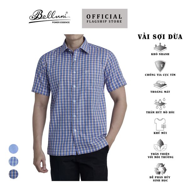  Áo sơ mi nam ngắn tay BELLUNI vải sợi dừa - ABN.CCP.BE 268 