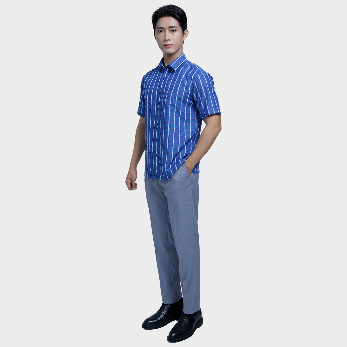  Áo Sơ mi nam ngắn tay cao cấp BELLUNI vải sợi lá - ABN.LP.BE 310 