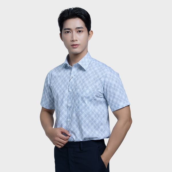  Áo Sơ mi nam ngắn tay cao cấp BELLUNI vải sợi lá - ABN.LP.BE 308 