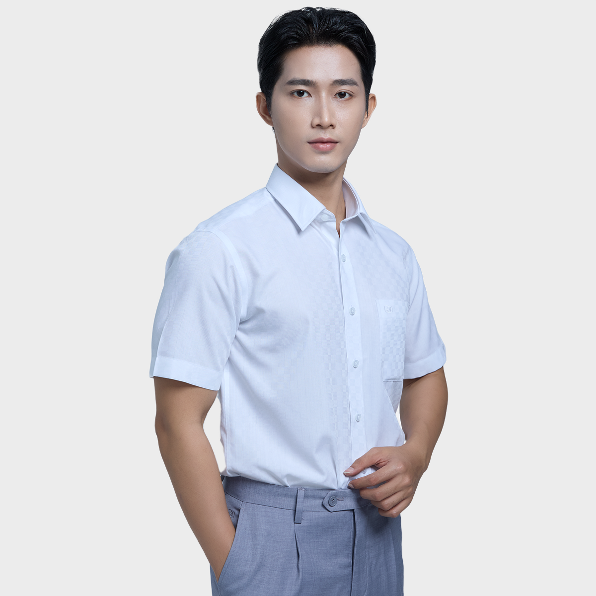 Áo Sơ mi nam ngắn tay cao cấp BELLUNI vải sợi lá - ABN.LP.BE 310 