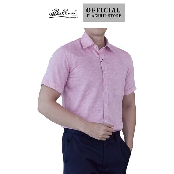  Áo sơ mi nam ngắn tay cao cấp BELLUNI sợi Linen Tencel Melange - ABN.PBLT.BE 254 R5 