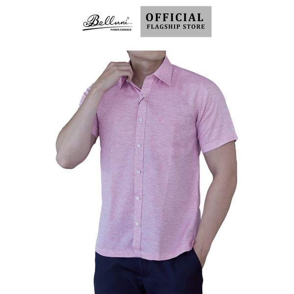  Áo sơ mi nam ngắn tay cao cấp BELLUNI sợi Linen Tencel Melange - ABN.PBLT.BE 254 R5 
