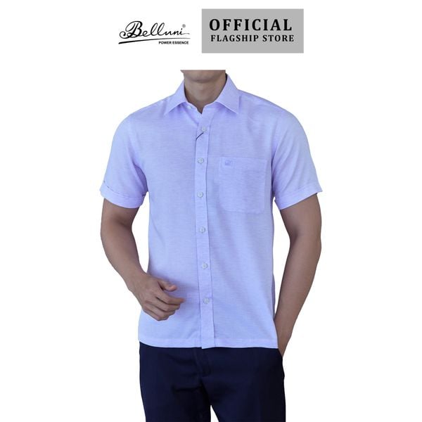  Áo sơ mi nam ngắn tay cao cấp BELLUNI sợi Linen Tencel Melange - ABN.PBLT.BE 254 V5 