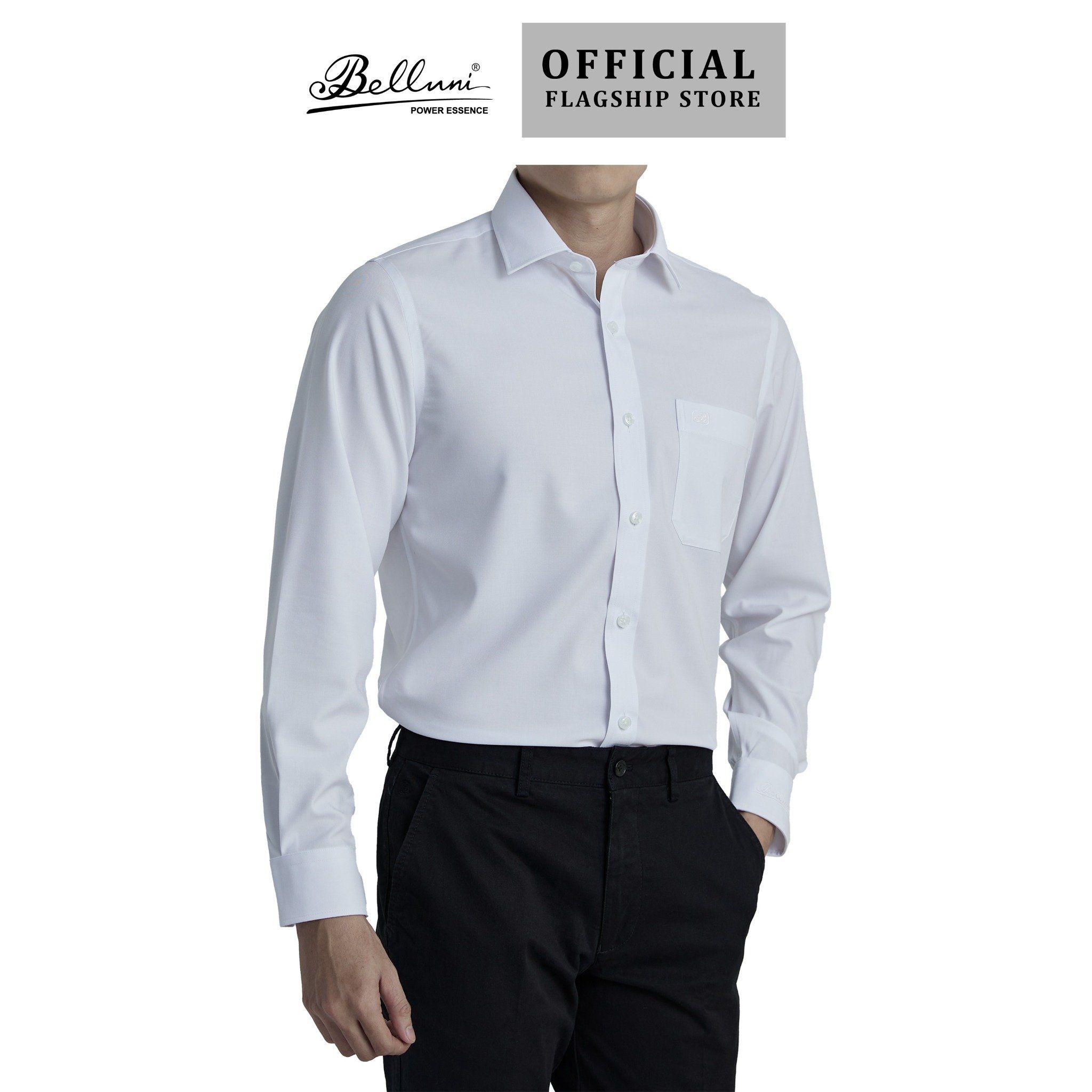 Áo sơ mi nam dài tay BELLUNI vải sợi sồi thoải mái thanh lịch - ABD.PML.BE 196 W 