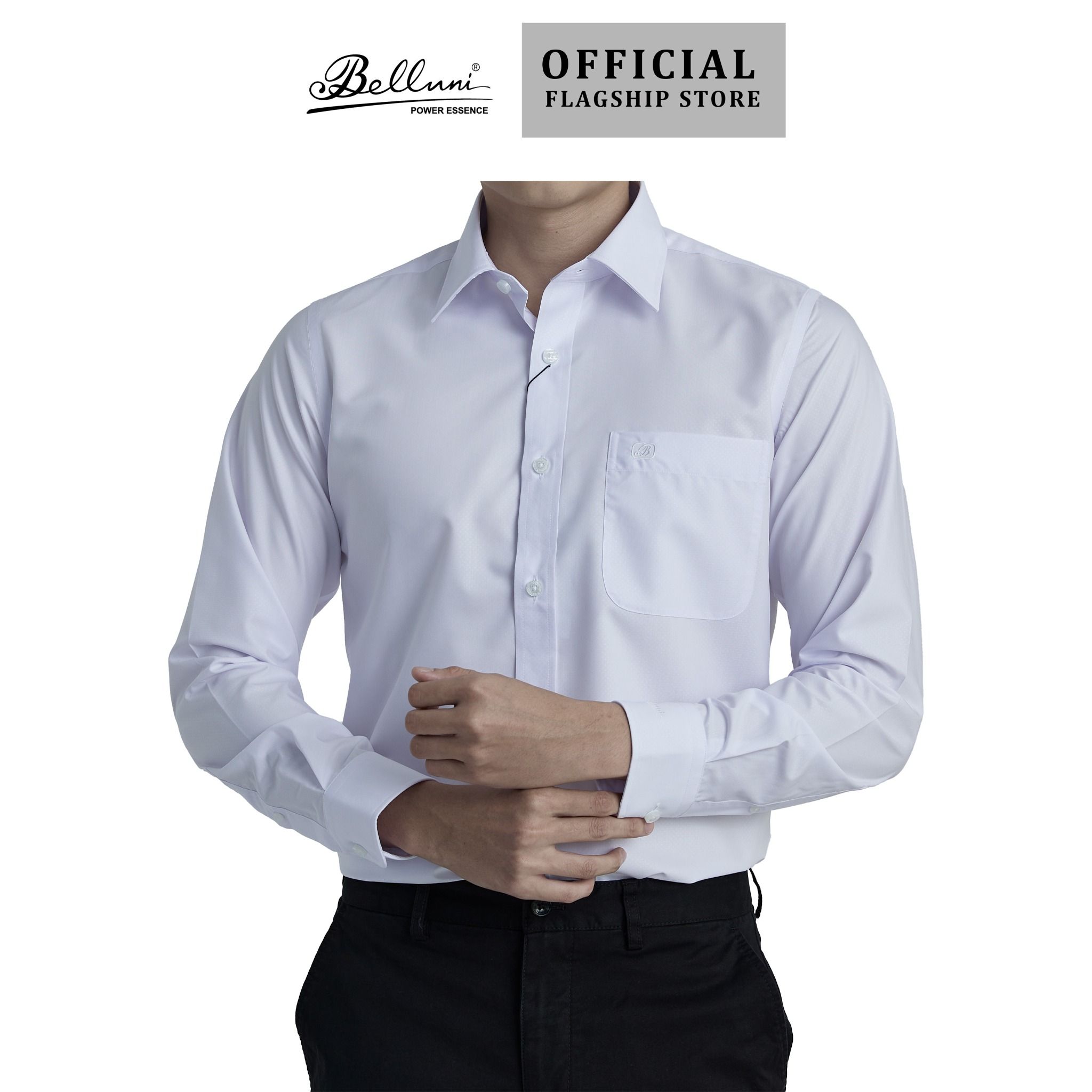 Áo sơ mi nam dài tay BELLUNI vải sợi sồi thoải mái thanh lịch - ABD.SPM.BE 199 W 