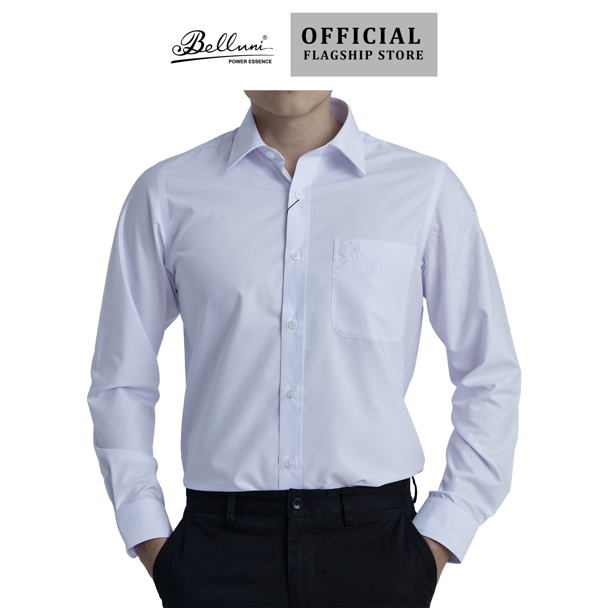  Áo sơ mi nam dài tay BELLUNI vải sợi sồi thoải mái thanh lịch - ABD.SPM.BE 199 W 