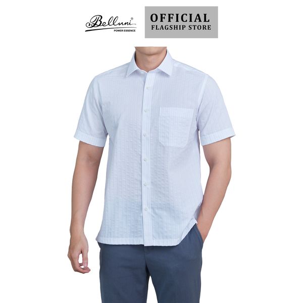  Áo sơ mi nam ngắn tay BELLUNI vải sợi dừa - ABN.CCP.BE 250 W1 