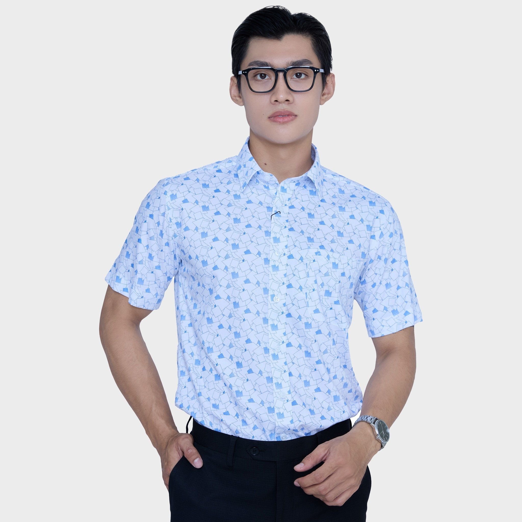  Áo sơ mi nam ngắn tay cao cấp BELLUNI vải sợi tre - ABN.BP.BE 297 