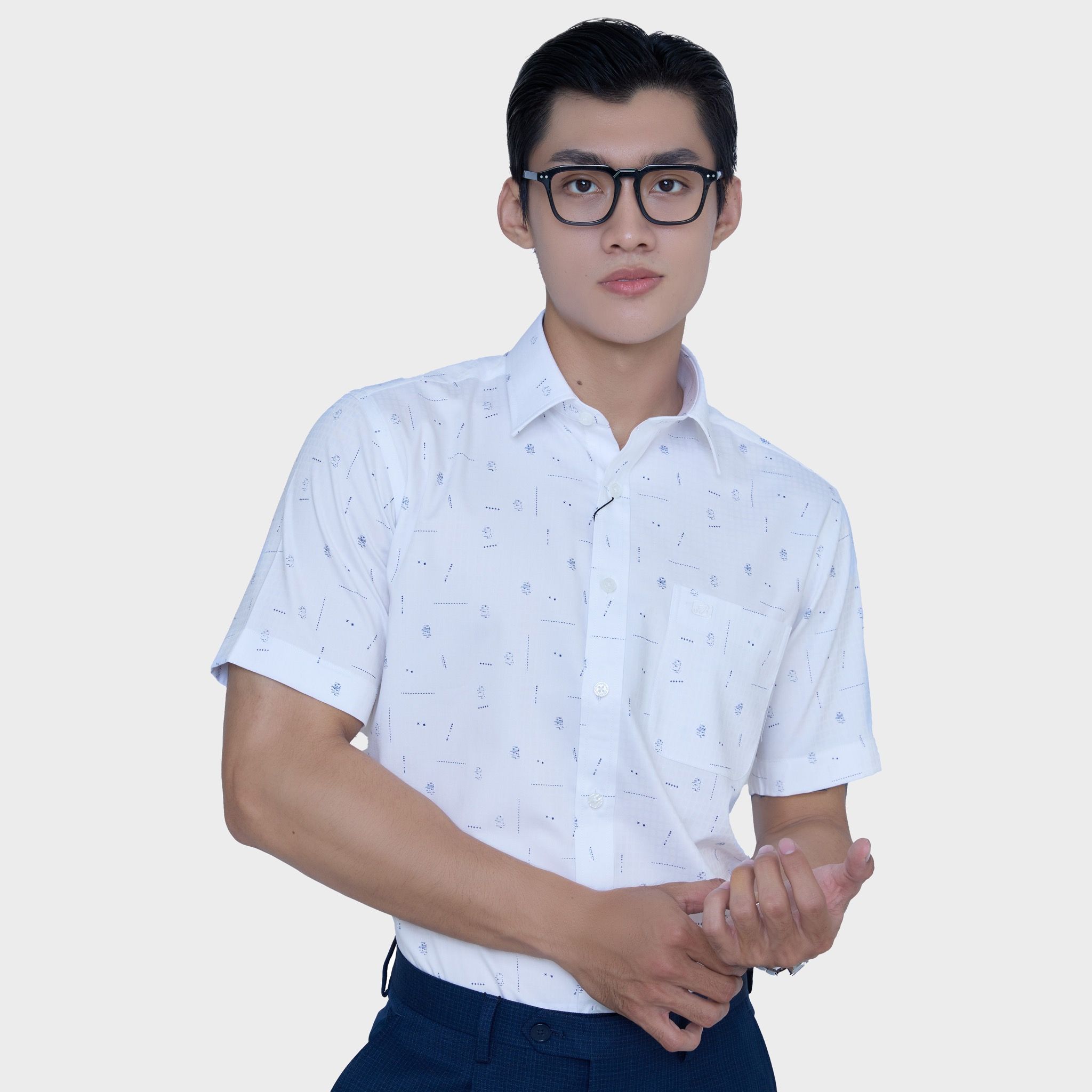  Áo sơ mi nam ngắn tay cao cấp BELLUNI vải sợi tre - ABN.BP.BE 297 