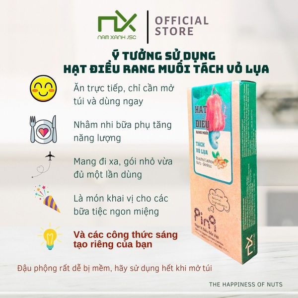  HẠT ĐIỀU RANG MUỐI TÁCH VỎ LỤA 50G - TP022486- NAM XANH 