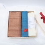  Set quà 015: khăn quàng đũi tơ tằm, khăn tay thêu 