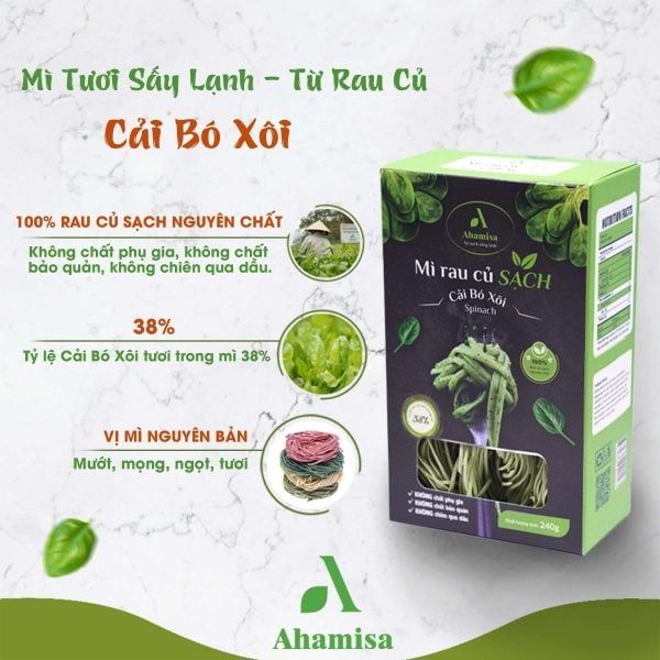  Mì rau củ sạch cải bó xôi Ahamisa hộp 240gr 