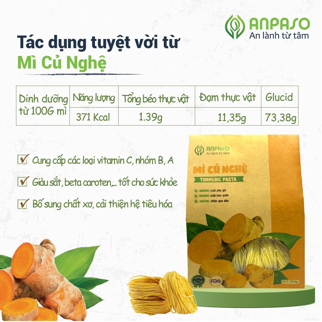  Mì củ nghệ hữu cơ Anpaso 300G 