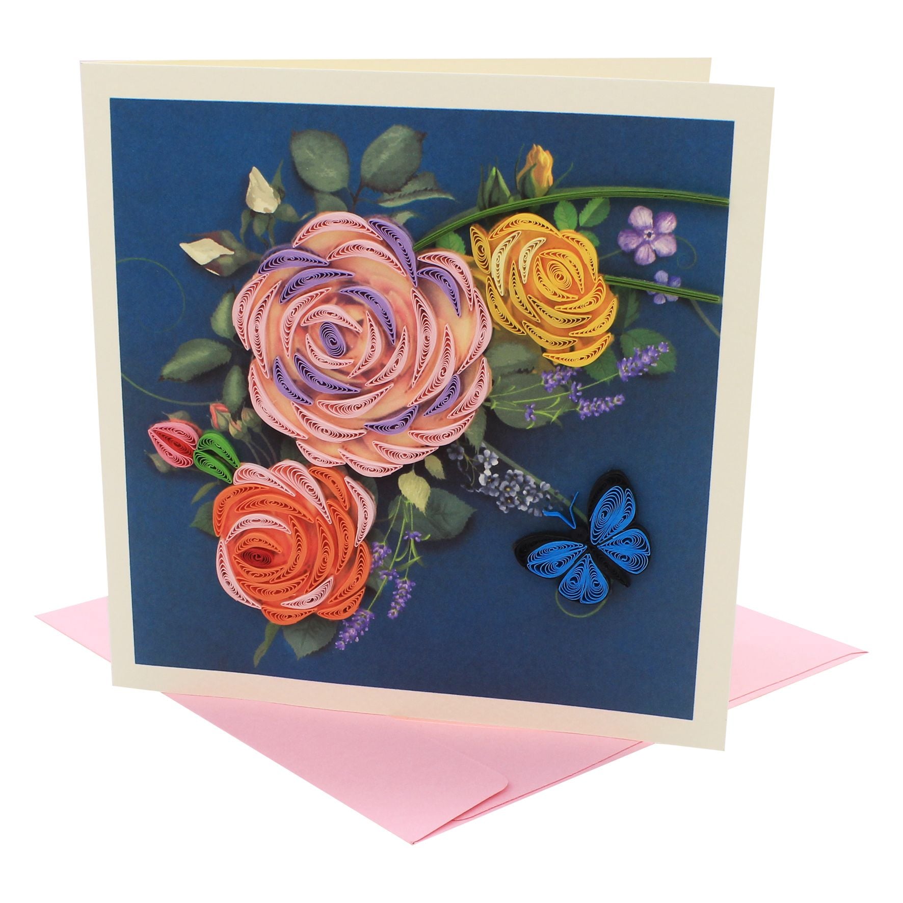  Thiêp Chúc Giấy Xoắn Thủ Công (Quilling Card) Bó Hoa Hồng 